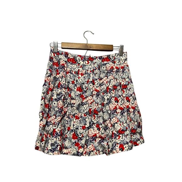 BCBG‎ Generation Floral Print Mini Skirt Red White Gray Size 4 - Picture 6 of 6